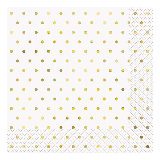Servetter Guld Polka Dot - 16-pack