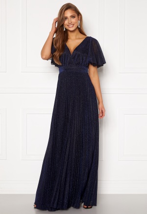 Goddiva Flutter Glitter Dress Navy M (UK12)