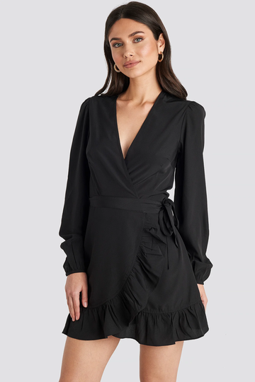 NA-KD Boho Omlottklänning - Black