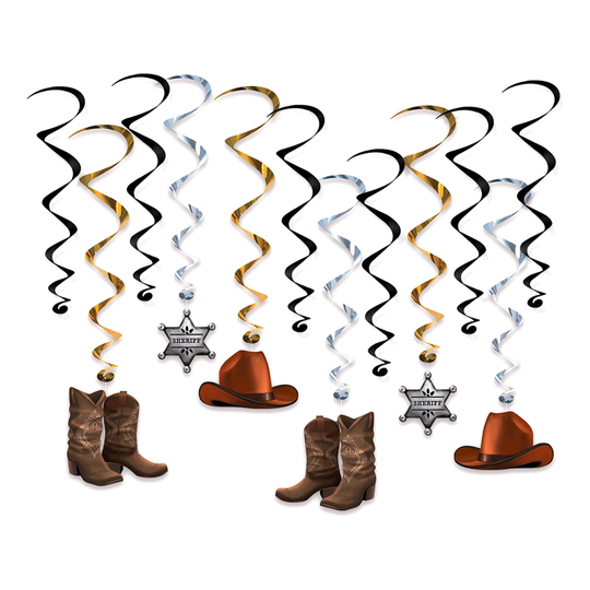 Swirls Vilda Västern Hängande Dekoration - 12-pack