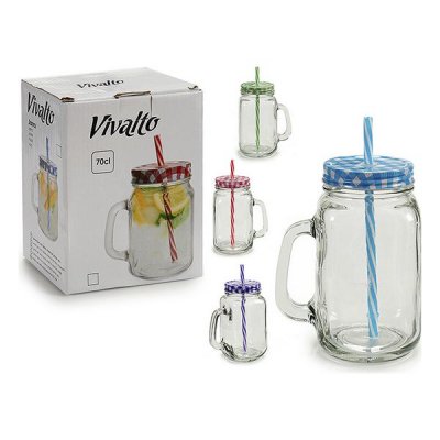 Krus med Skruvlock och Sugrör Vivalto (700 ml) (9 x 16 x 12 cm)