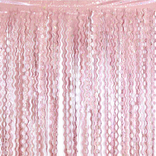 Glitterdraperi Swirls Rosa med Silverstjärnor