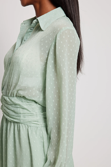 NA-KD Boho Dobby miniklänning med detaljer vid midjan - Green