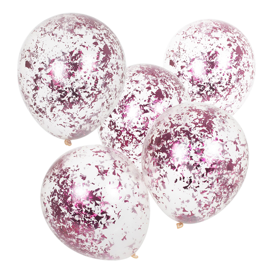 Konfettiballonger Rosa/Transparent - 5-pack