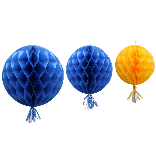 Honeycombs med tassel - 3-pack - Blå/Gul
