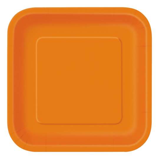 Papperstallrikar Kvadrat Orange - 14-pack