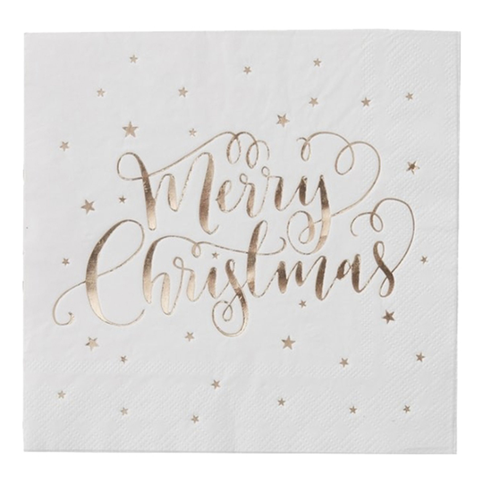 Servetter Merry Christmas Guld - 20-pack