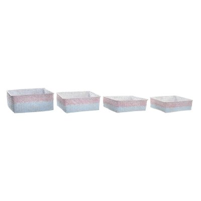 Korg - set DKD Home Decor Polyester Naturliga fibrer Boho Medelhavs (26 x 26 x 9 cm) (4 Delar)