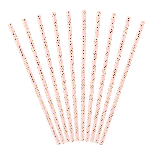 Papperssugrör Rosa/Guld - 10-pack