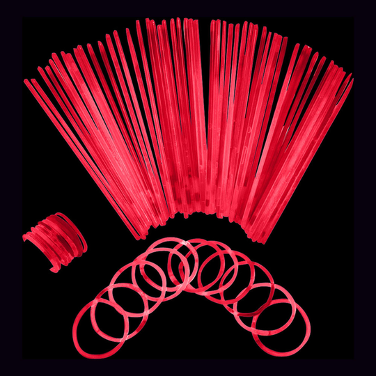 Självlysande Armband - 100-pack Röda