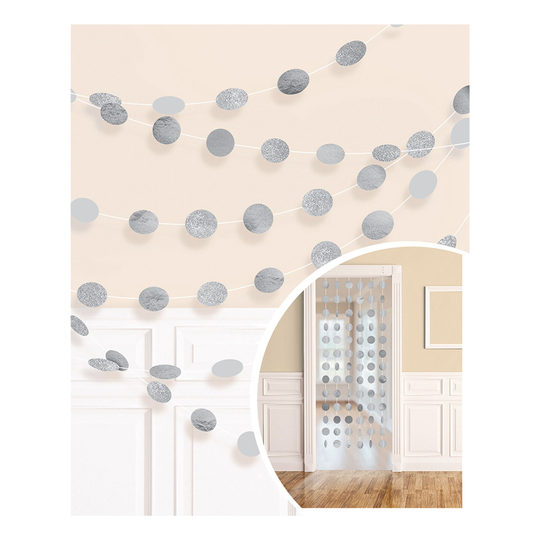 Girlanger Cirklar Silver Glitter - 6-pack