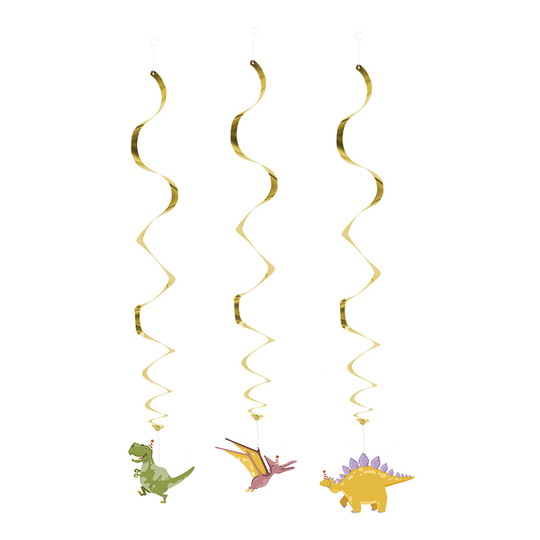 Swirls Dinosarier Hängande Dekorationer - 3-pack