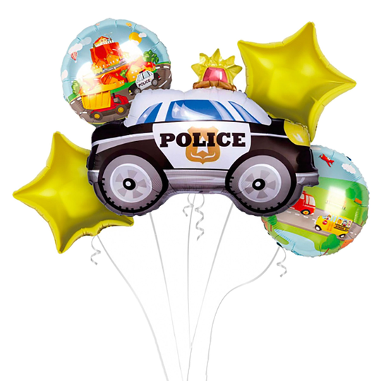 Ballongbukett Polis - 5-pack