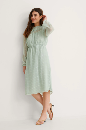 NA-KD Boho Klänning med lång ärm - Green