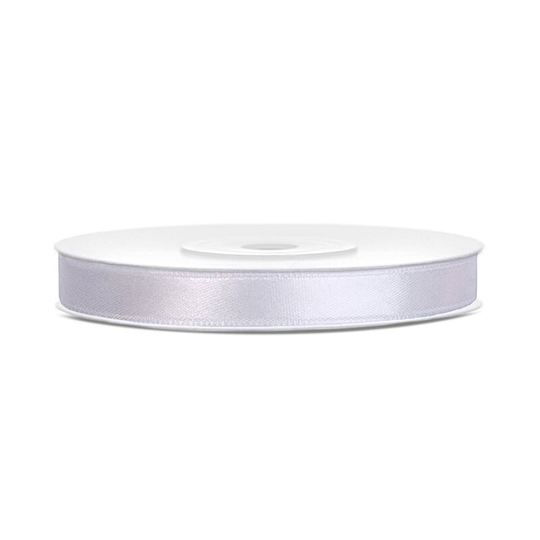 Satinband Vit - 6 mm x 25 m