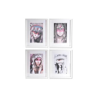 Akryltavla DKD Home Decor Boho Akryl polystyren (4 pcs) (35 x 2.5 x 45 cm)