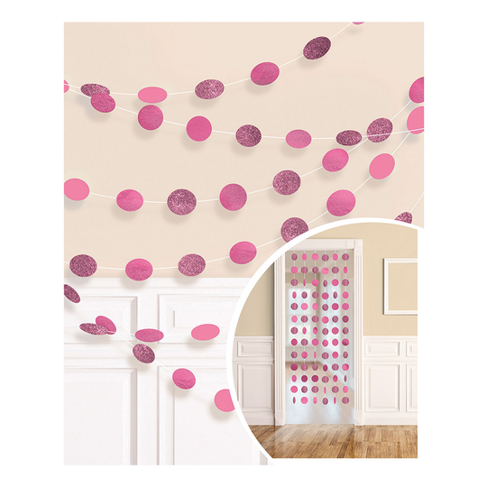 Girlanger Cirklar Rosa Glitter - 6-pack