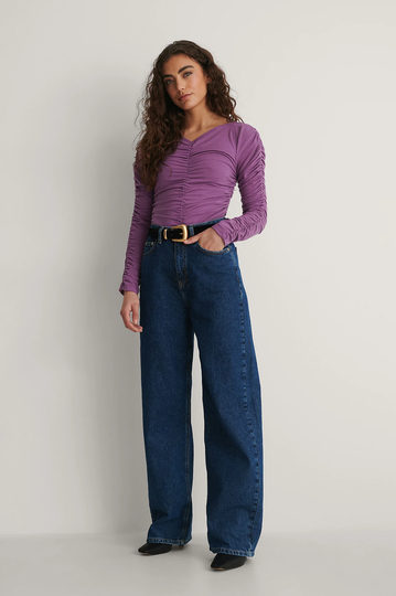 NA-KD Trend Linne Med Volangdetalj - Purple