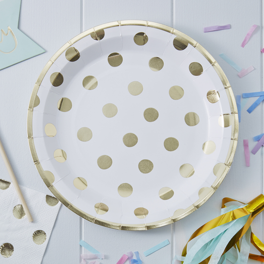 Papptallrikar - Golden Dots