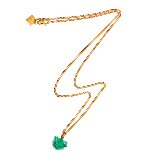 Halsband the raw one green fluorite vermeil guld
