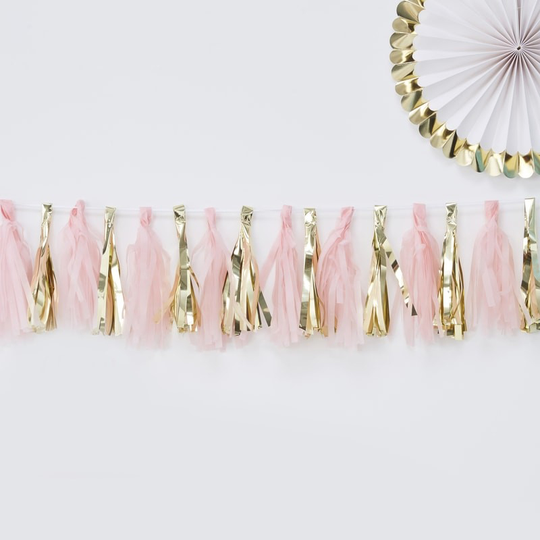 Tasselgirlang - Rosa/Guld