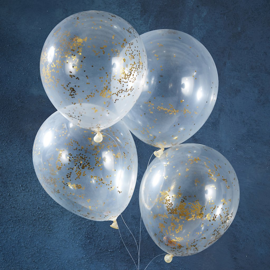Konfettiballonger - Glitter - Guld
