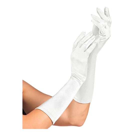 Vita Satinhandskar Långa - One size