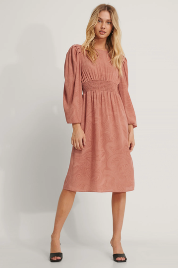 NA-KD Boho Klänning Med Smock - Pink