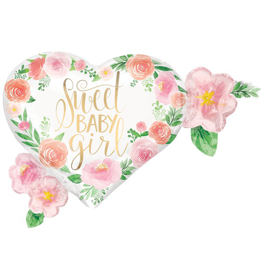 Folieballong - Hjärta - Floral Baby