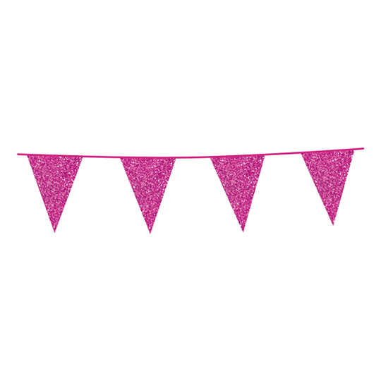 Flaggirlang Glitter Mörkrosa