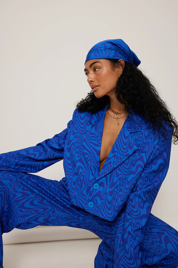 MRJULLS x NA-KD Croppad kavaj - Blue,Multicolor