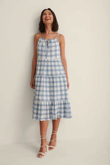NA-KD Boho Midiklänning - Checkered