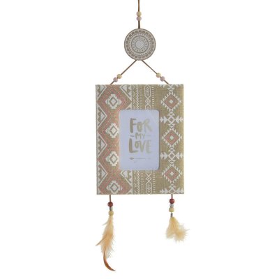 Fotoram DKD Home Decor Glas Trä Tyg Polyester Boho (17 x 1,5 x 54 cm)