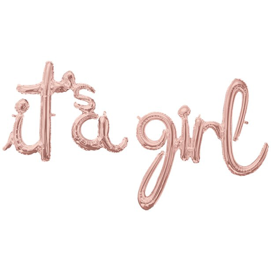 Folieballong - It's a girl - Roséguld