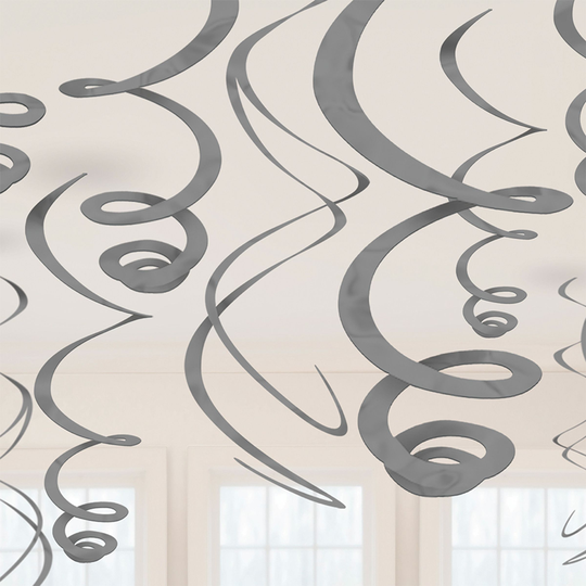 Swirls Silver Takdekoration - 12-pack