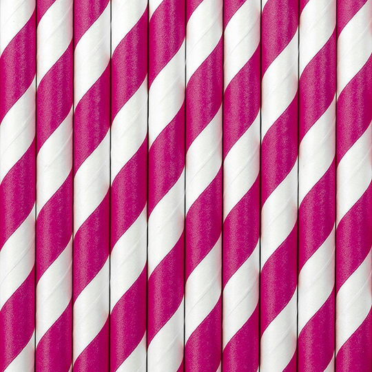 Sugrör - Randigt - Hot Pink