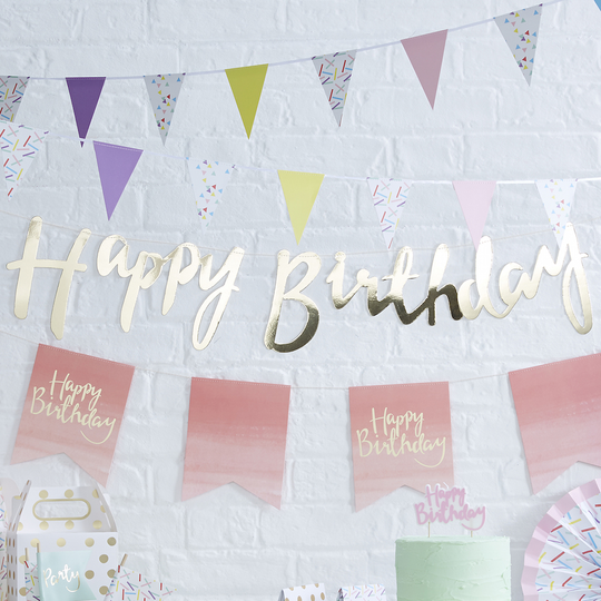 Backdrop - Happy Birthday - Guld