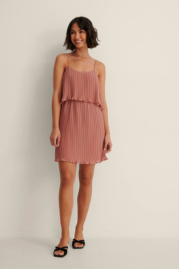 NA-KD Boho Plisserad Miniklänning - Pink