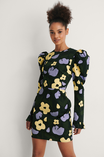 NA-KD Trend Miniklänning med puffärmar - Flower