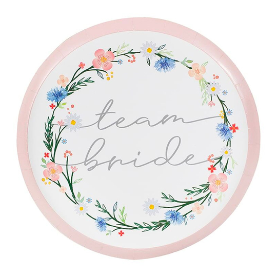 Papperstallrikar Team Bride Boho - 8-pack
