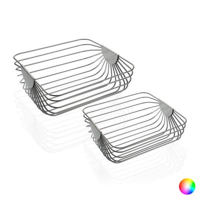 Bordsdekoration Stål (35 x 13 x 35 cm) (2 pcs) (Färg: Silvrig)