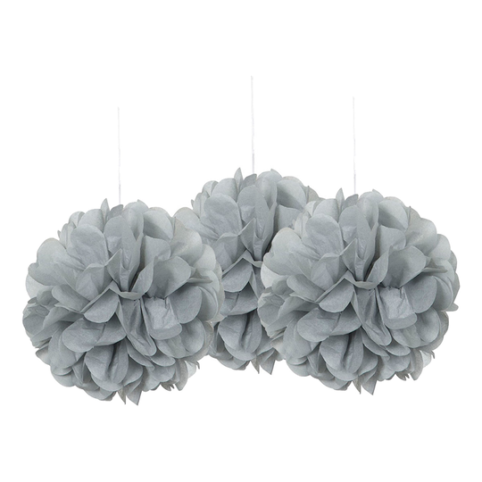 Pom Pom Mini Silver Hängande Dekoration - 3-pack