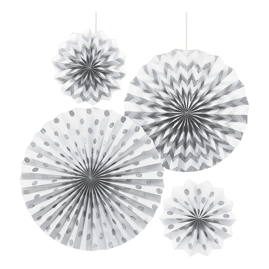 Pappersfjädrar Vit Glitter - 4-pack
