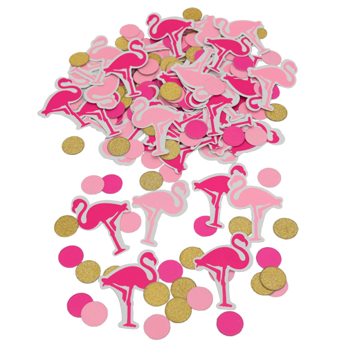Konfetti - Flamingo party - Rosa/Guld