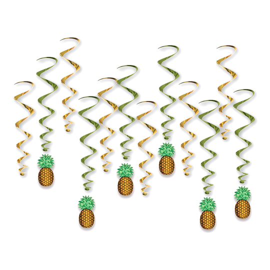 Swirls Ananas Hängande Dekoration - 12-pack