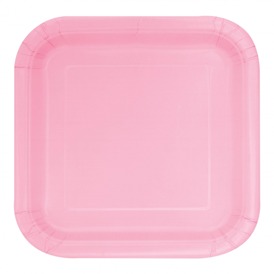 Papperstallrikar Kvadrat Ljusrosa - 14-pack