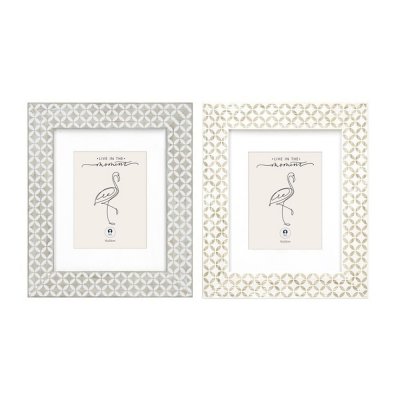 Fotoram DKD Home Decor Glas Grå Beige Trä MDF Boho (23 x 2 x 28 cm) (2 antal)