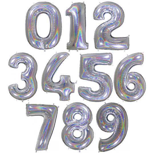 Sifferballong - Silverglitter - 1 m (Siffra: 1)