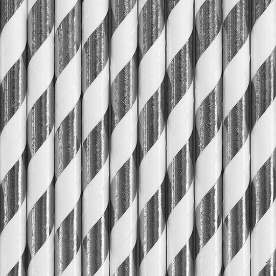 Sugrör - Randiga - Silvermetallic