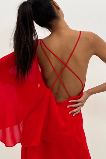 NA-KD Boho Miniklänning i chiffong - Red